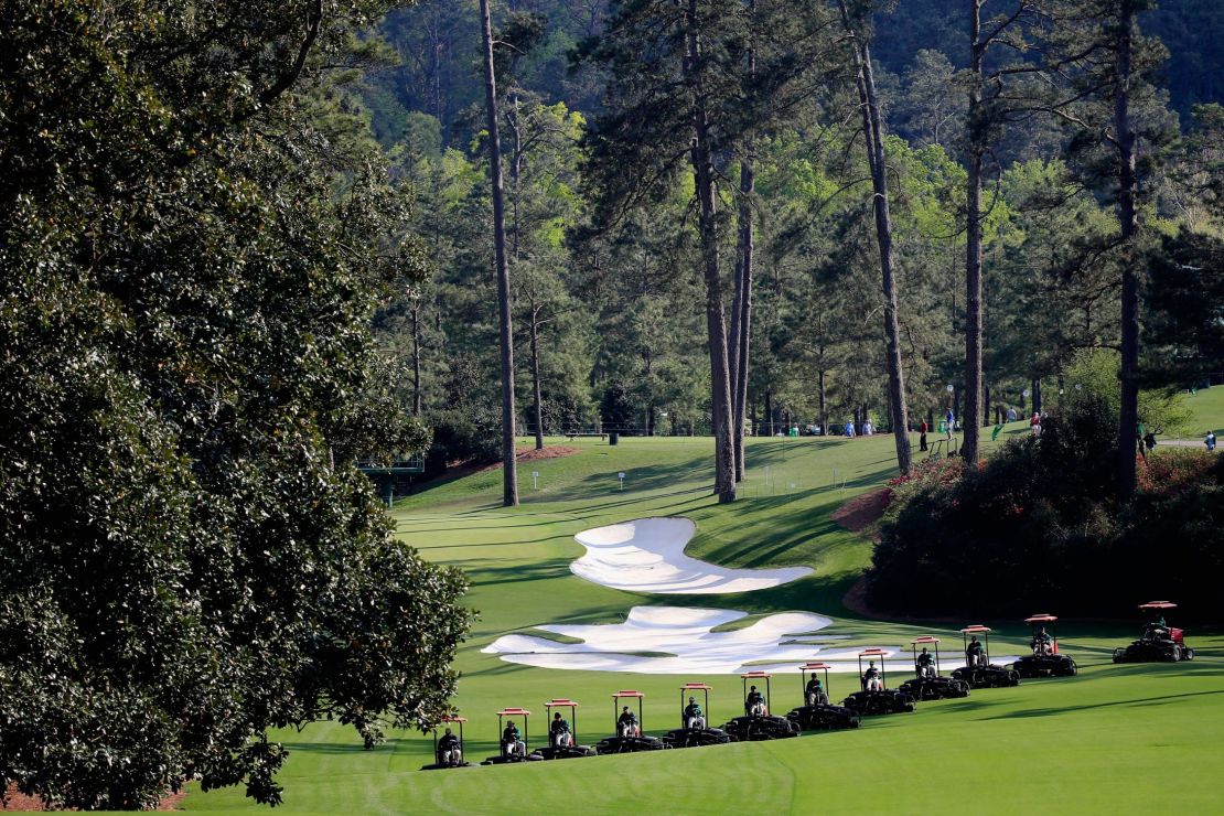 Augusta's mowers take a regimented approach to grass cutting.