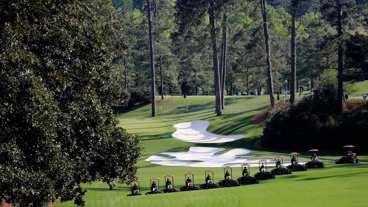 Augusta's mowers take a regimented approach to grass cutting.
