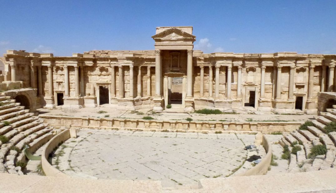 The amphitheater in the ancient Syrian city of Palmyra, largely undamaged after government troops recaptured the site. 