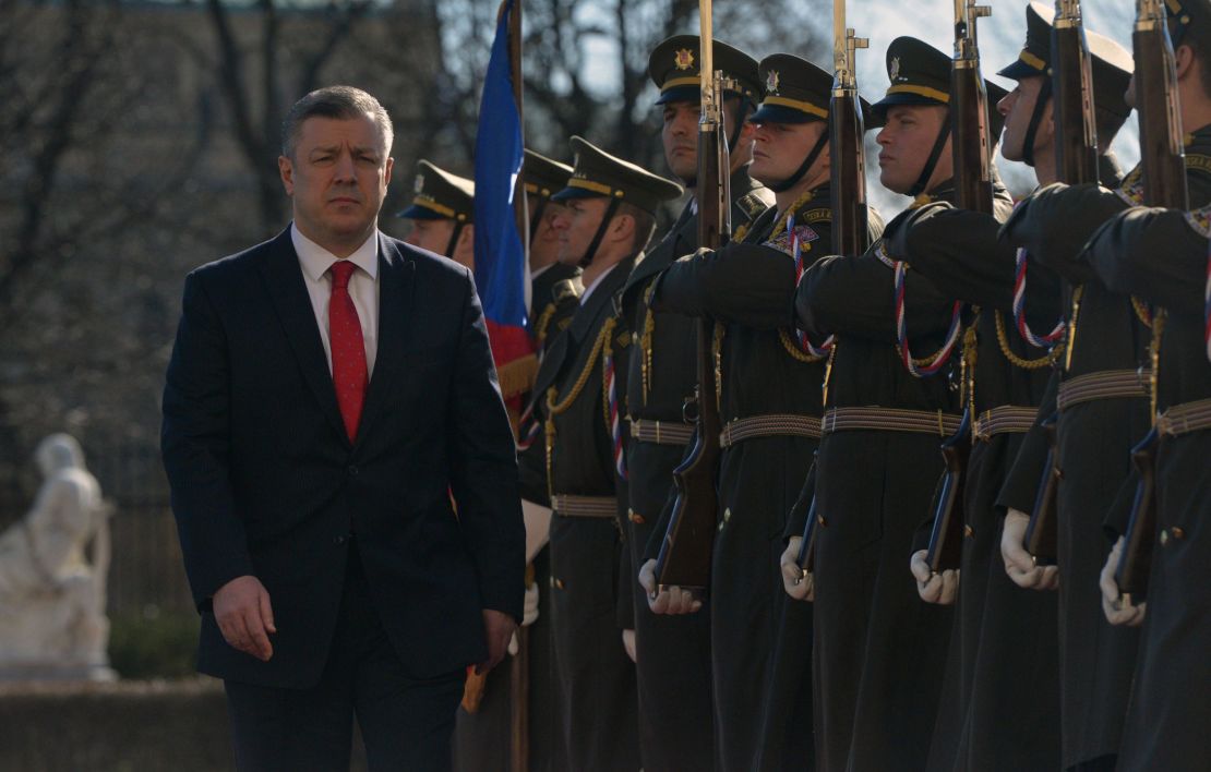 Georgian Prime Minister Giorgi Kvirikashvili during a visit to Prague, Czech Republic.