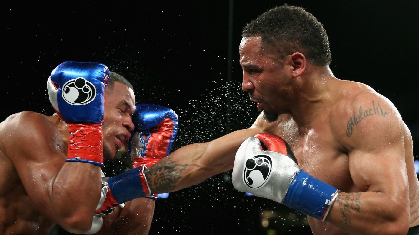 Andre Ward punches Sullivan Barrera during their light-heavyweight bout in Oakland, California, on Saturday, March 26. Ward won by unanimous decision to improve his record to 29-0.