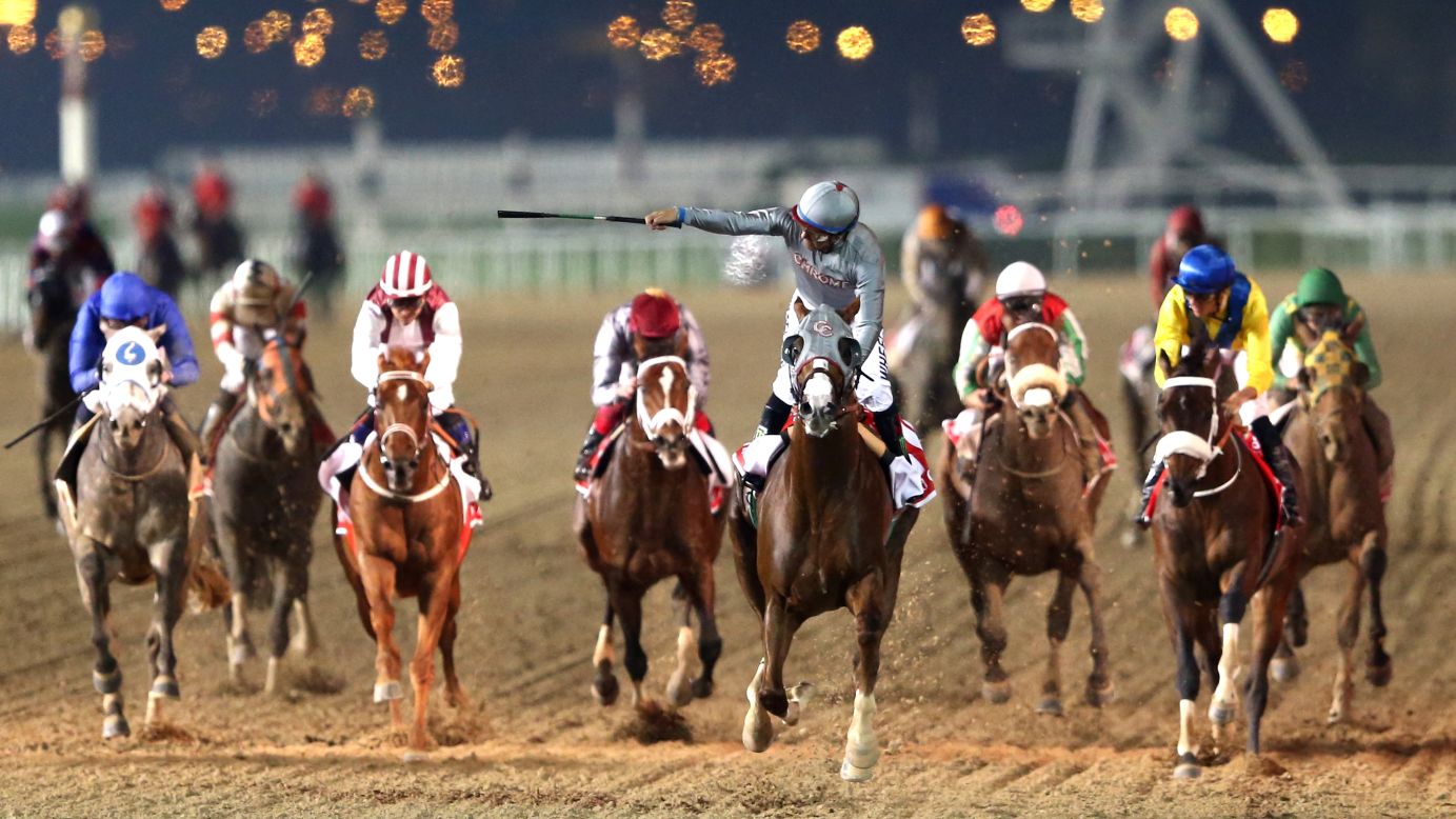 Victor Espinoza <a href="http://www.cnn.com/2016/03/26/sport/horse-racing-dubai-world-cup/" target="_blank">rides California Chrome to victory</a> in the Dubai World Cup, the world's richest horse race, on Saturday, March 26.