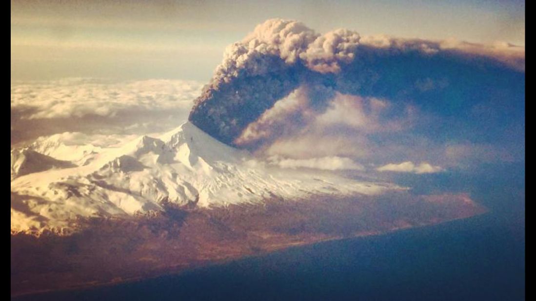 The Pavlof volcano erupts on Alaska's remote Aleutian Island archipelago in March 2016.