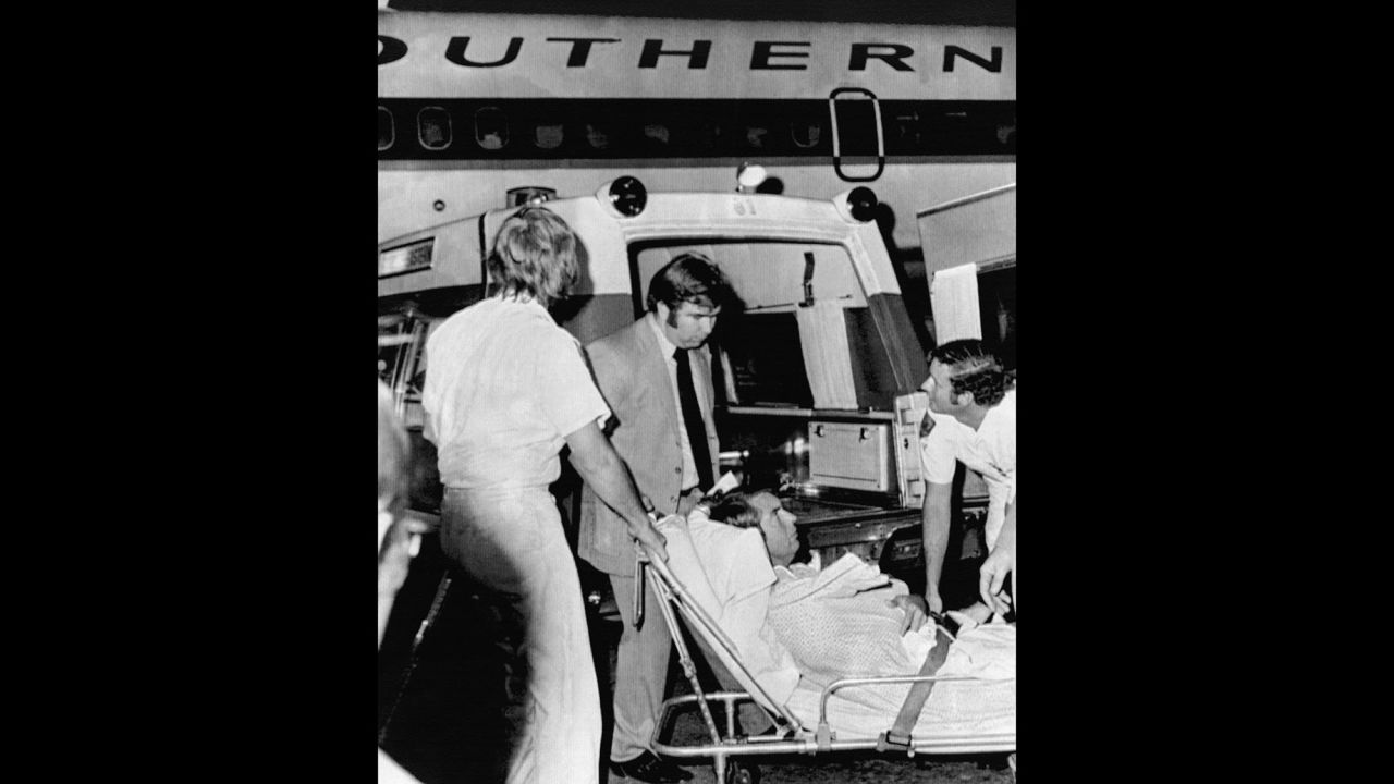 Southern Airways co-pilot Billy Johnson of College City, Arkansas, was wounded in his right shoulder during a hijacking at Miami International Airport in November 1972. 