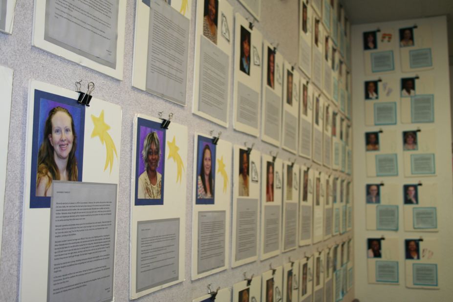 Women's Empowerment encourages women to write their own stories. The staff use these autobiographies to decorate the walls of the facility.