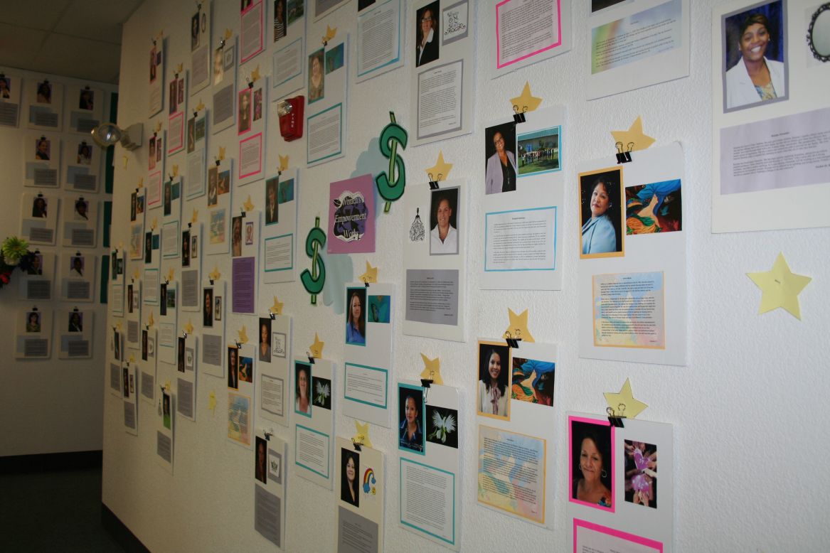 When the women secure employment, they add their name to the "Job Wall." 