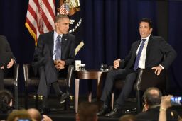 President Obama and Dr. Sanjay Gupta during the National Rx Drug Abuse and Heroin Summit. 