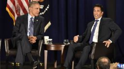President Obama and Dr. Sanjay Gupta during the National Rx Drug Abuse and Heroin Summit. 