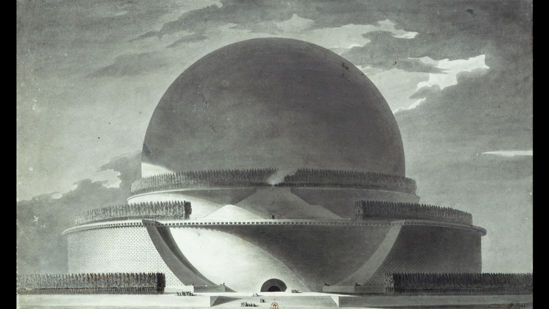 Spheres were integral to the work of mathematician Sir Isaac Newton, in life and, at one time, in death. The great scientist worked out the force holding us to the big sphere beneath our feet, and French architect Etienne-Louis Boullee thought it would be a fitting shape to remember him by. In 1784 he drew up plans for a grand, 500 foot (150 m) cenotaph -- eight meters taller than Strasbourg Cathedral, the highest building at the time. 
