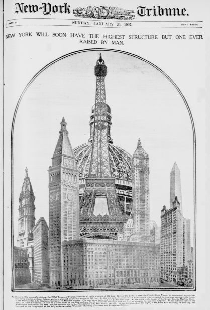 The Coney Island Globe Tower, seen at the rear of this New York Tribune cover, was the ambitious megastructure dreamed up by Samuel Friede. Proposed in May 1906, it was to include a 700 foot (213 meter) sphere with multiple floors, containing everything from restaurants to garden to a bowling alley -- not to mention the world's largest ballroom and a theme park. All in all, it would have fitted 50,000 people and operate 24 hours a day.