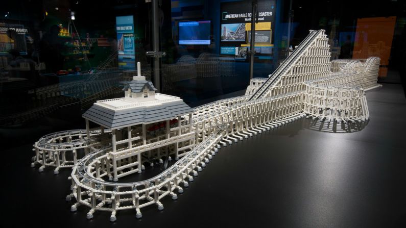 The Lego American Eagle is 12 feet long, took 55 hours to design and 70 hours to build. It's made up of 14,500 bricks.