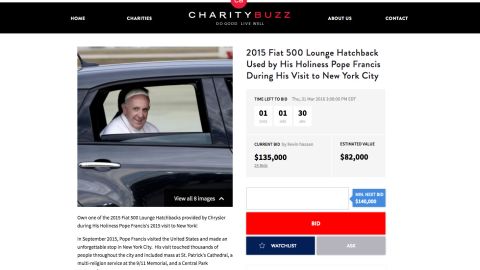 Screenshot of the website  auctioning off the Fiat.