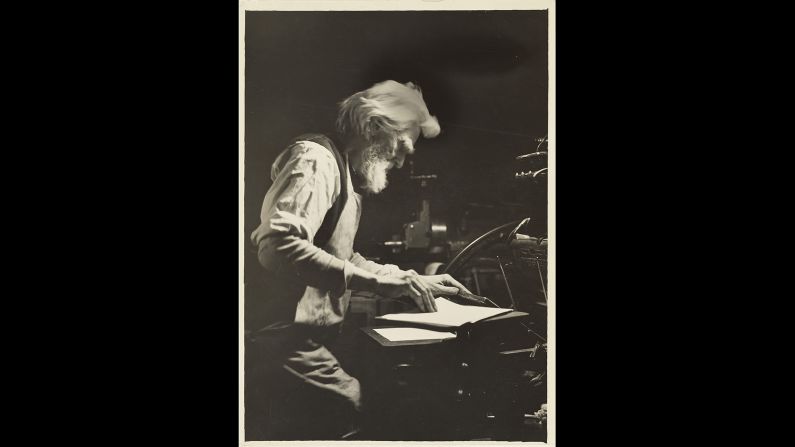 A man is seen at a printer in this photo taken by Lewis W. Hine. Hine is most known for photographing child labor in America in the early 1900s, and his photographs where used to help establish child-labor laws in the United States.