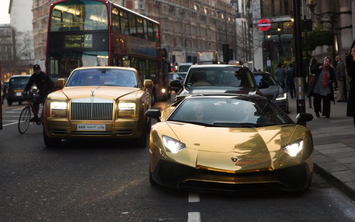 Four luxury gold cars have been seen driving across London this week, all believed to be owned by the same wealthy Saudi man. The cars have a total estimated value of over $1.8 million.