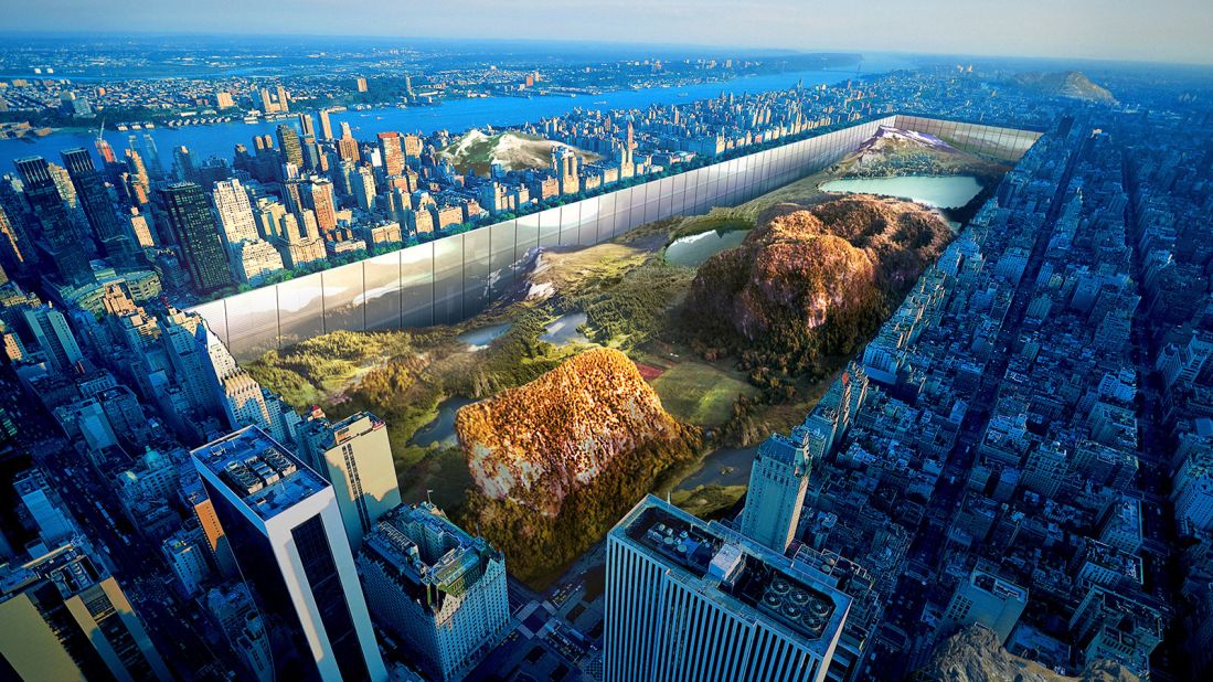 American designers Yitan Sun and Jianshi Wu proposed transforming Central Park into a sunken landscape.  