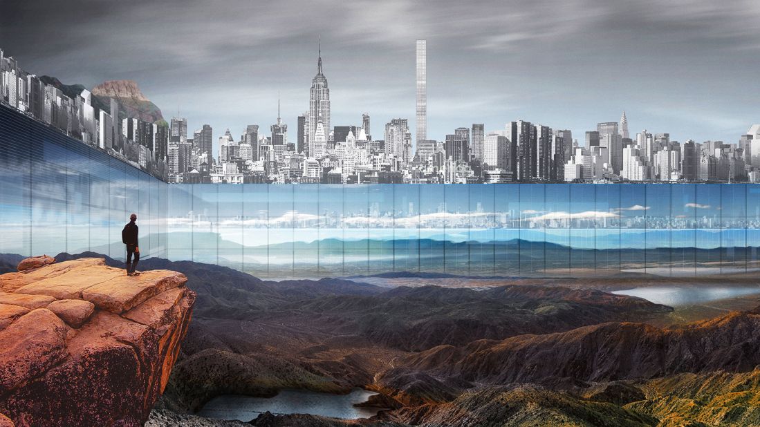 A 1,000-foot glass wall would be built around New York's Central Park, to create the illusion of infinite greenery. 