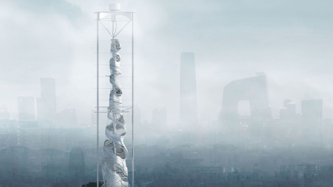 The creation of American designers Changsoo Park and Sizhe Chen is designed for the world's most polluted cities. It houses a large vacuum on its lower floors, which sucks in polluted air and distributes it through cleaning filters on higher floors. 
