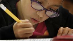 In this file photo fourth grader Zeimi Deleon takes at test at Los Angeles Elementary School.  
