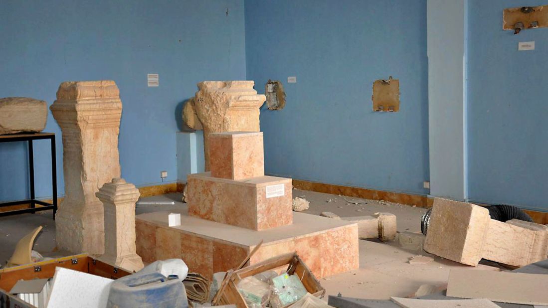 Before ISIS invaded, authorities took what they could from the museum. But larger items and those fixed to walls had to be left behind.