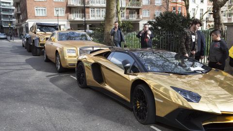 The cars parked in Knightsbridge 
