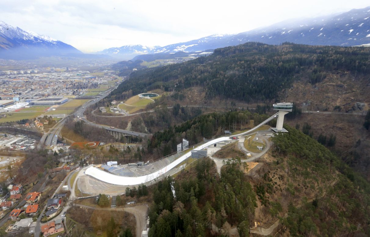 Along with the ramp itself, the Austrian ski jump includes a cafe and viewing terrace. 