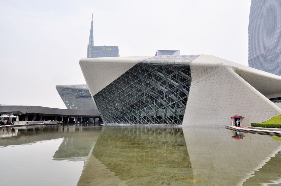 Hadid likened her Guangzhou Opera House in China to two rocks washed up from the Pearl River and deposited on its bank.