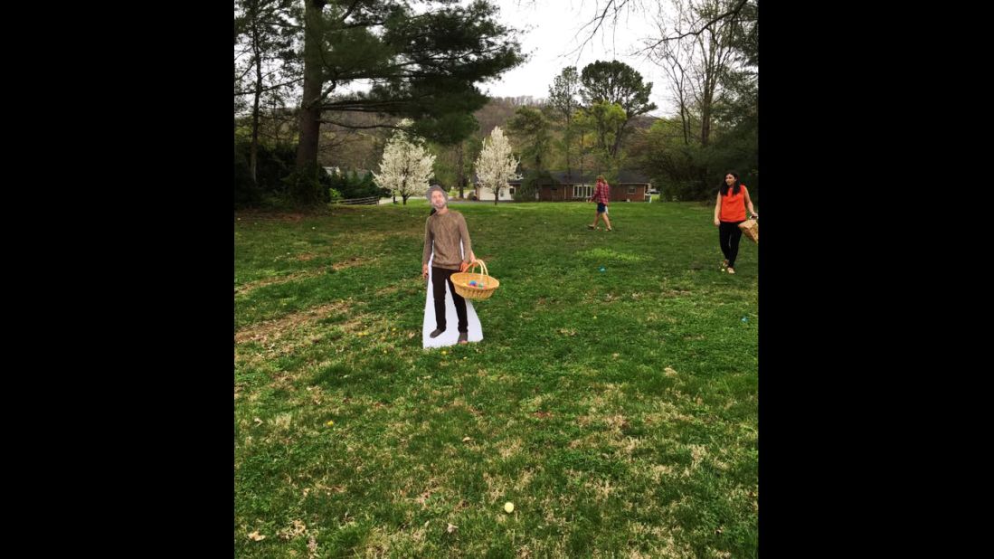 "Flat Dalton" even participated in the egg hunt and made off with a basket full of eggs.