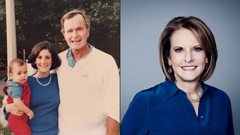 Gloria Borger with Vice President George H. W. Bush and her eldest son, Evan Morgan in 1986. "We were out for a walk at St. Albans and the veep, George H. W. Bush, was out on a run!"