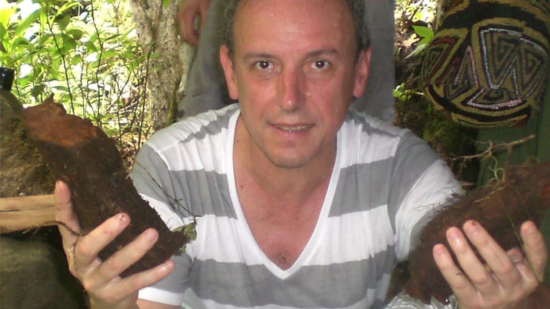 Ayahuasca International, whose founder Alberto Jose Varela is pictured here holding pieces of Banisteriopsis caapi vine, currently has 50 staff members operating in 10 countries.
