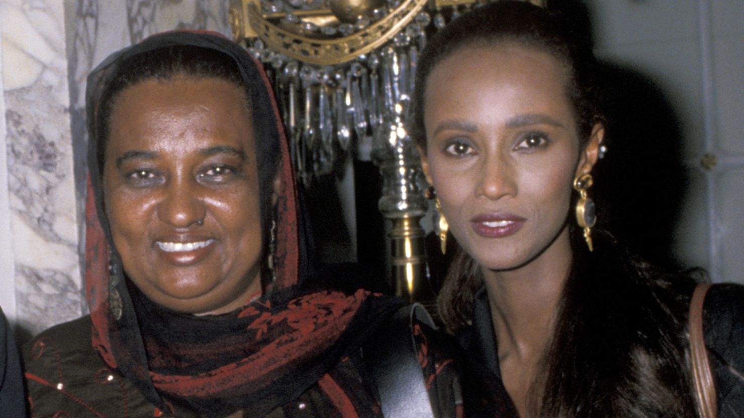 Iman, right, with her mother in 1989.