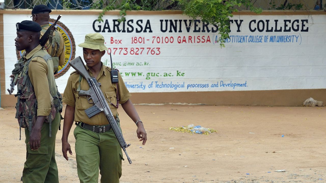 Armed security officers in Garissa, Kenya, stand guard at the entrance of Garissa University College on Monday, January 11, <a href="http://edition.cnn.com/2016/01/11/africa/garissa-university-reopens-al-shabbab/index.html" target="_blank">after it reopened</a> under heavy security.  On April 2, 2015, more than 140 people were slain by Al-Shabaab gunmen.