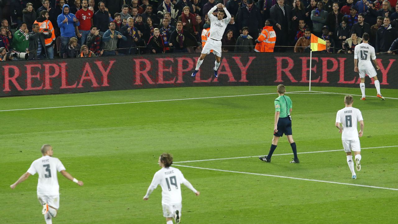 Cristiano Ronaldo celebrates giving Real Madrid a late winner against Barcelona in El Clasico.