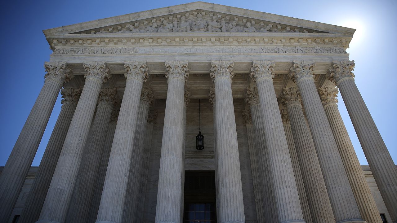 The U.S. Supreme Court is shown March 29, 2016 in Washington, DC following the first 4-4 tie in a case before the court.