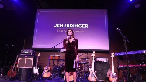 Jen Hidinger speaks at the 2016 Team Hidi event in Atlanta, Georgia.