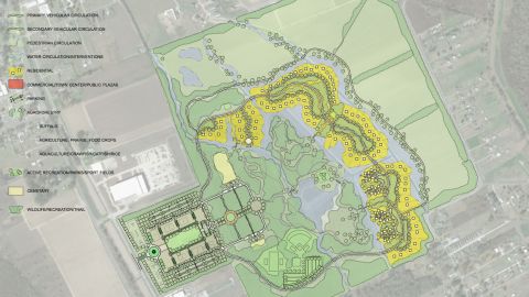Designers are working on plans for a new community. This is one possibility.