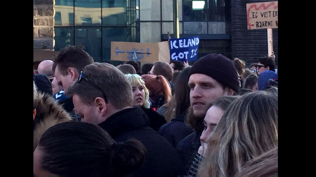As opposition lawmakers are pushing for a vote of no confidence in the prime minister, some protesters say they want him to step down. Gunnlaugsson has vowed to stay in office.