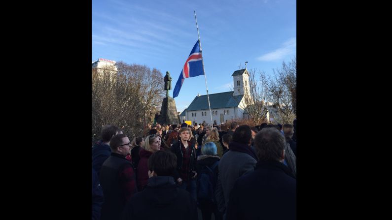 The protest came a day after reports accused Prime Minister Sigmundur David Gunnlaugsson, who has led the country since 2013, of having ties to an offshore company that were not properly disclosed. Gunnlaugsson has denied the accusation.