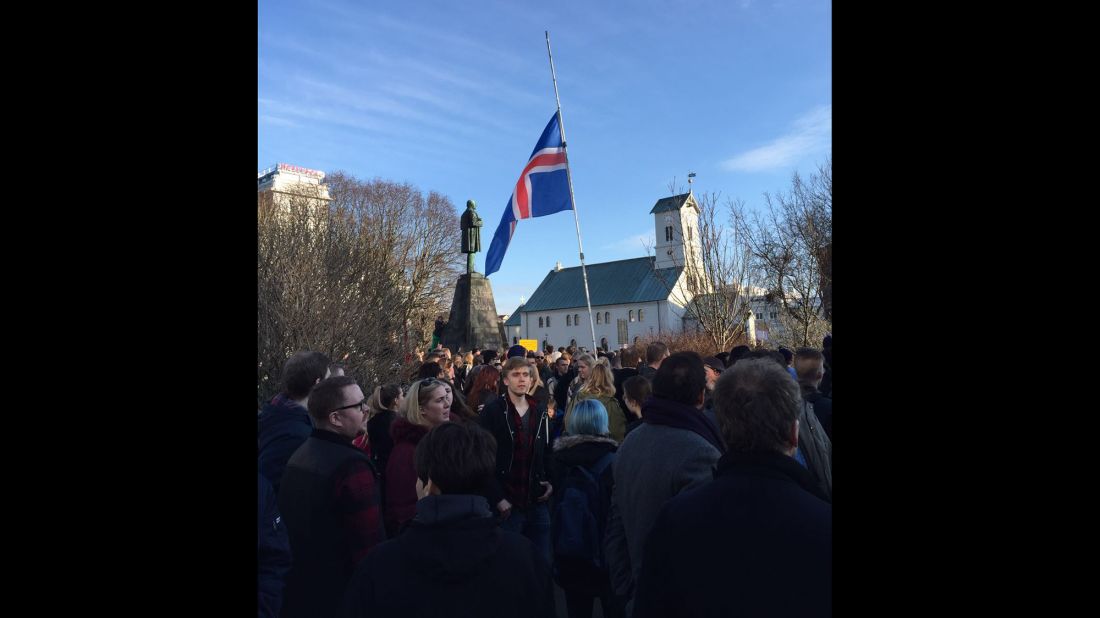 The protest came a day after reports accused Prime Minister Sigmundur David Gunnlaugsson, who has led the country since 2013, of having ties to an offshore company that were not properly disclosed. Gunnlaugsson has denied the accusation.