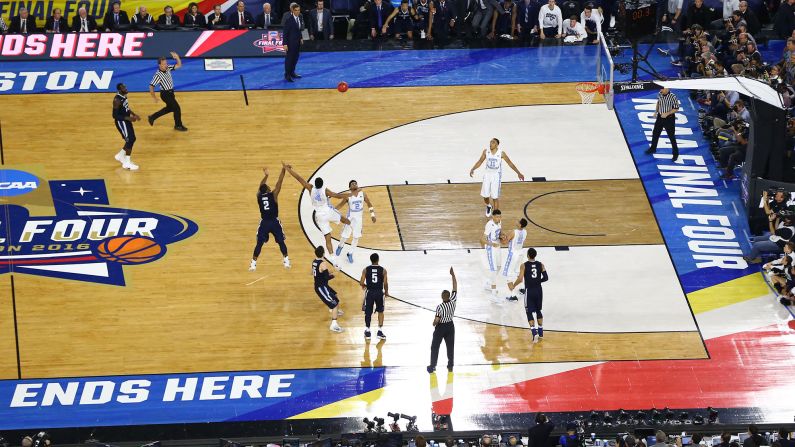Villanova's Kris Jenkins shoots a buzzer-beating 3-pointer to defeat North Carolina 77-74 in the NCAA Tournament final on Monday, April 4. It is the second national title in Villanova history. The Wildcats also won it all in 1985.