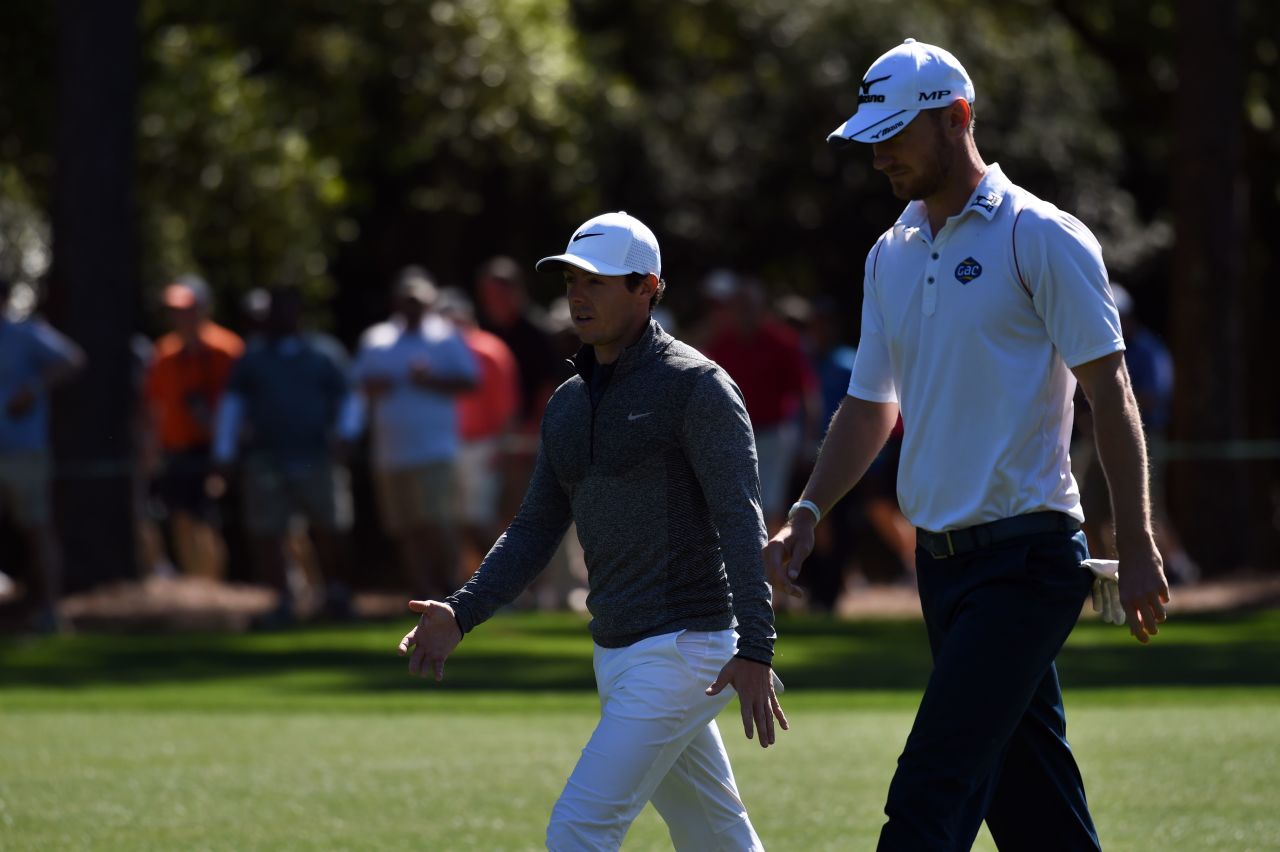 Rory McIlroy (left) with practice partner Chris Wood, who reflected: "When he closes out with a hole in one, you can't really do a lot about that."