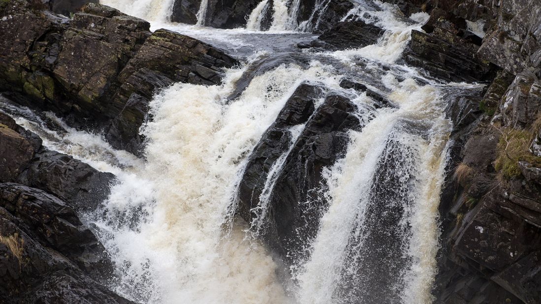 Well worth a visit on the route out from Inverness, Rogie Falls are a series of dramatic cascades on the River Blackwater in Torrachilty Forest. Visit from July through late September for a chance to see Atlantic salmon leaping up the adjacent salmon ladder.