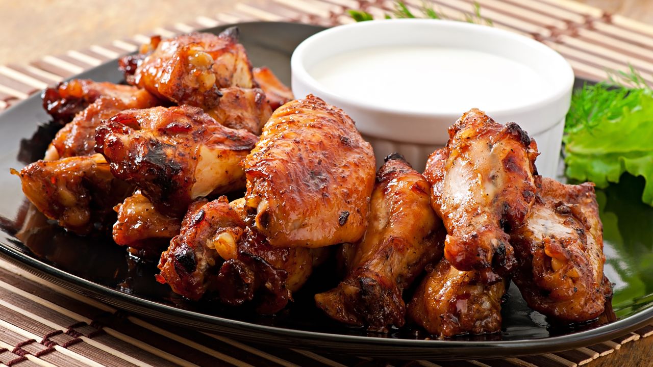 Just five chicken wings have about 475 calories. A 150-pound person could burn that off in about 60 minutes of jogging.