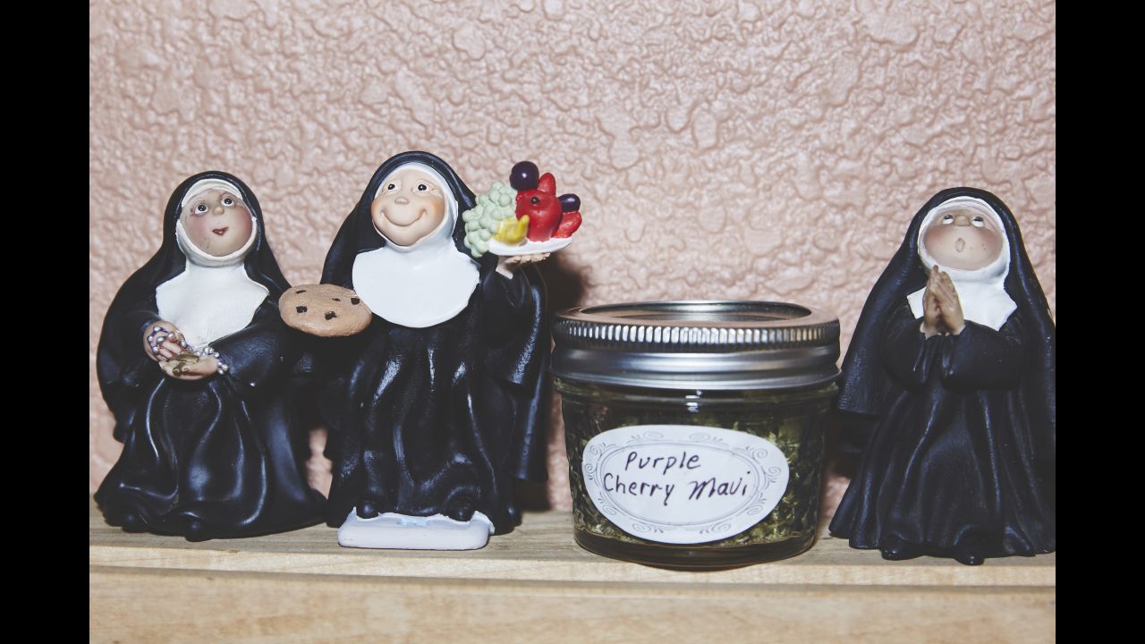 Photographer Shaughn Crawford said the art in the sisters' house was a fascinating mix of Catholic items and tchotchkes that hint at cannabis culture.