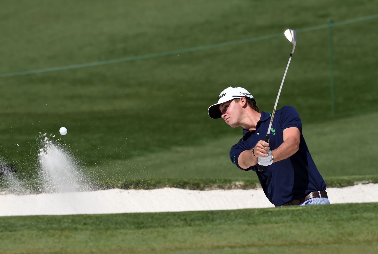 American Smylie Kaufman, a Masters debutant, had more luck in the Par 3 Contest than he did in his practice round. He found the hole -- not a bunker --at the eighth.