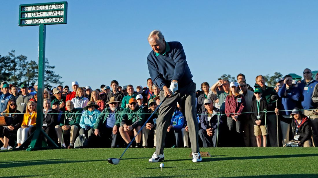 Nicklaus hits his ceremonial tee shot.