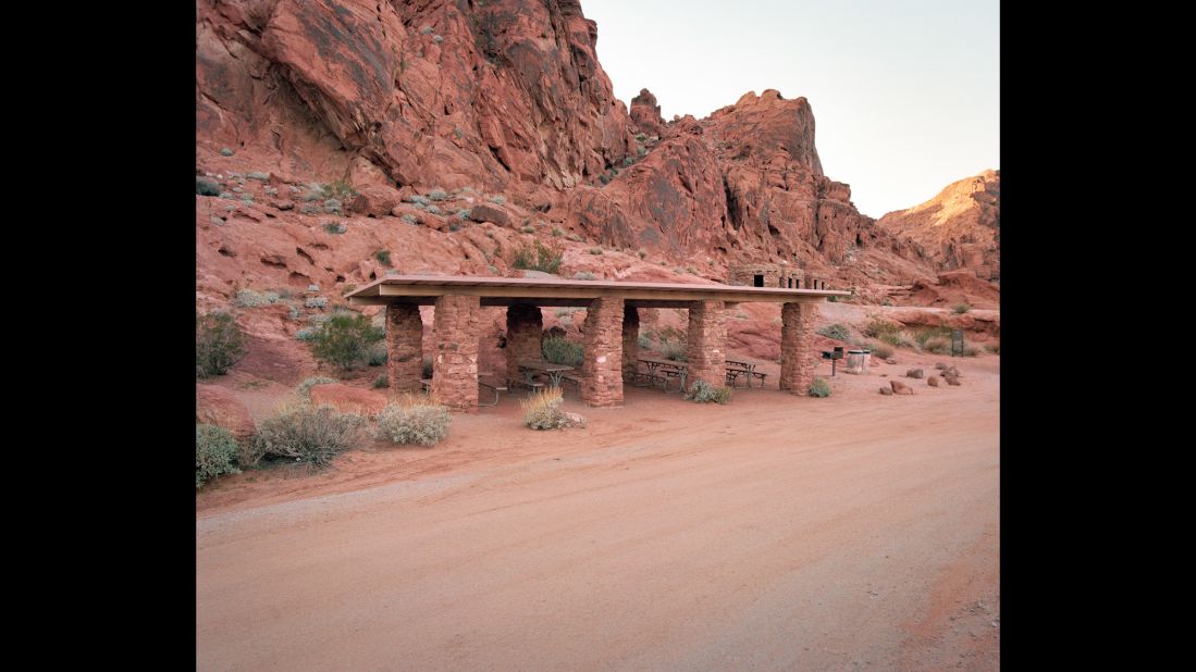 This is a roadside rest stop on the Valley of Fire Highway, which runs through a Nevada state park. Ryann Ford has photographed 400 rest stops across 19 states. Many of them are in her new book, "The Last Stop."