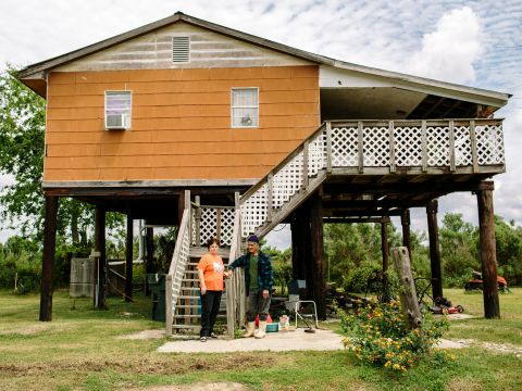 The U.S. Department of Housing and Urban Development recently announced a $48 million grant to help relocate residents. Rita Falgout and her husband, Roosevelt "Rooster" Falgout, have lived on the marshy island for 22 years.