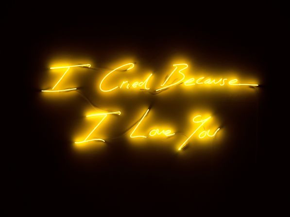 Tracey Emin, <em>I Cried Because I Love You</em>, 2016, Neon, 32 1/16 x 78 15/16 x 1 7/8 in. (81.5 x 200.5 x 4.8 cm), courtesy of Lehmann Maupin and White Cube