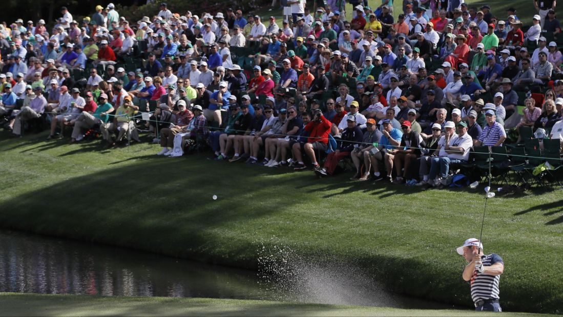 David Lingmerth hits out of a bunker on the 16th hole.