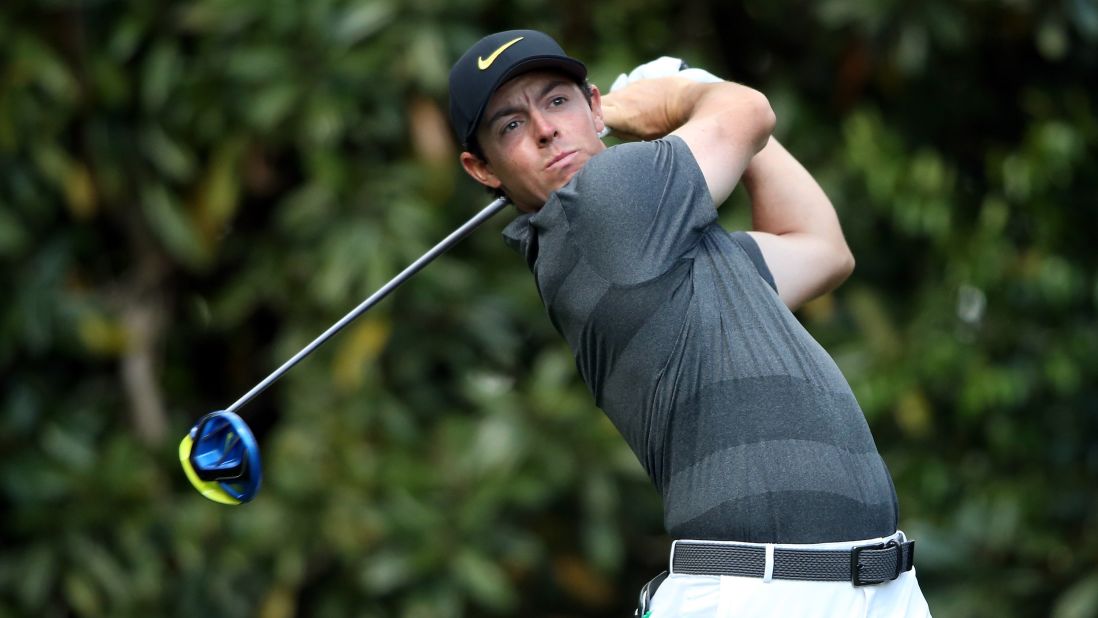 McIlroy hits a tee shot on the 11th hole Thursday. He finished the round at 2-under.